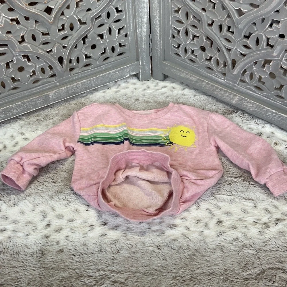 Gymboree pink sweatshirt baby girls 2T pastel rainbow sun Barbiecore Softgirl